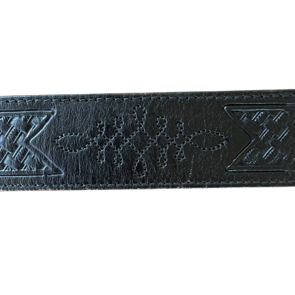 Vintage Silver Creek Basketweave Leather Western Belt Black USA Size 40 GUC